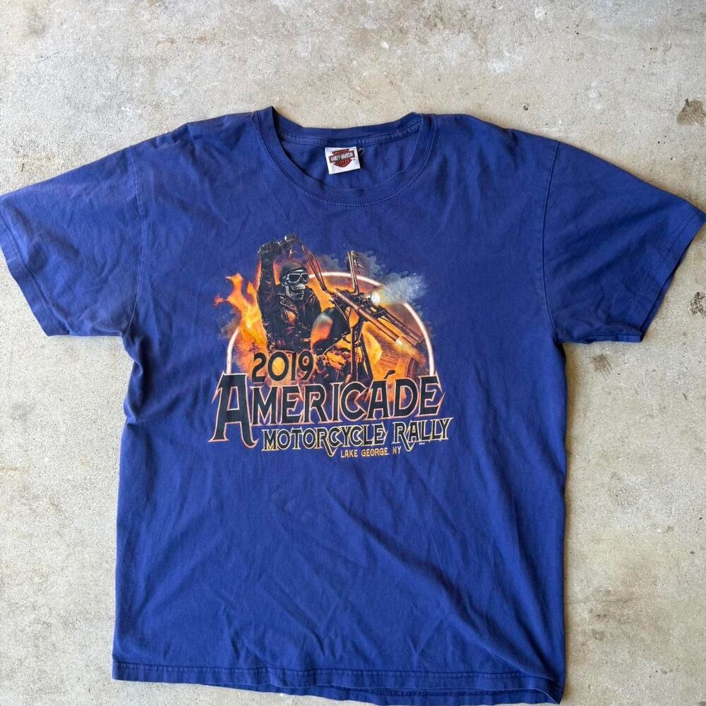 Harley-davidson Men's Navy and Blue T-shirt